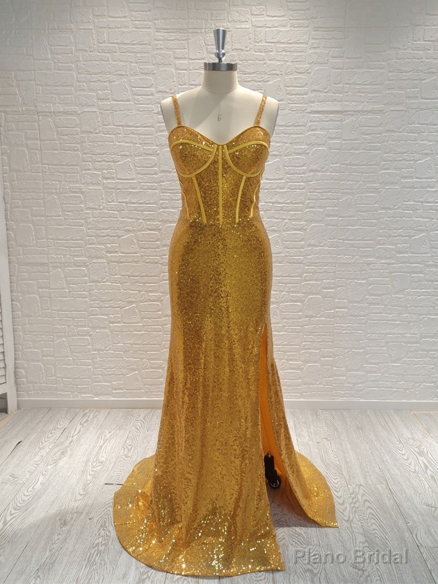 Sheath Spaghetti Straps Sequin Sweep Train Sequins Dress Main image