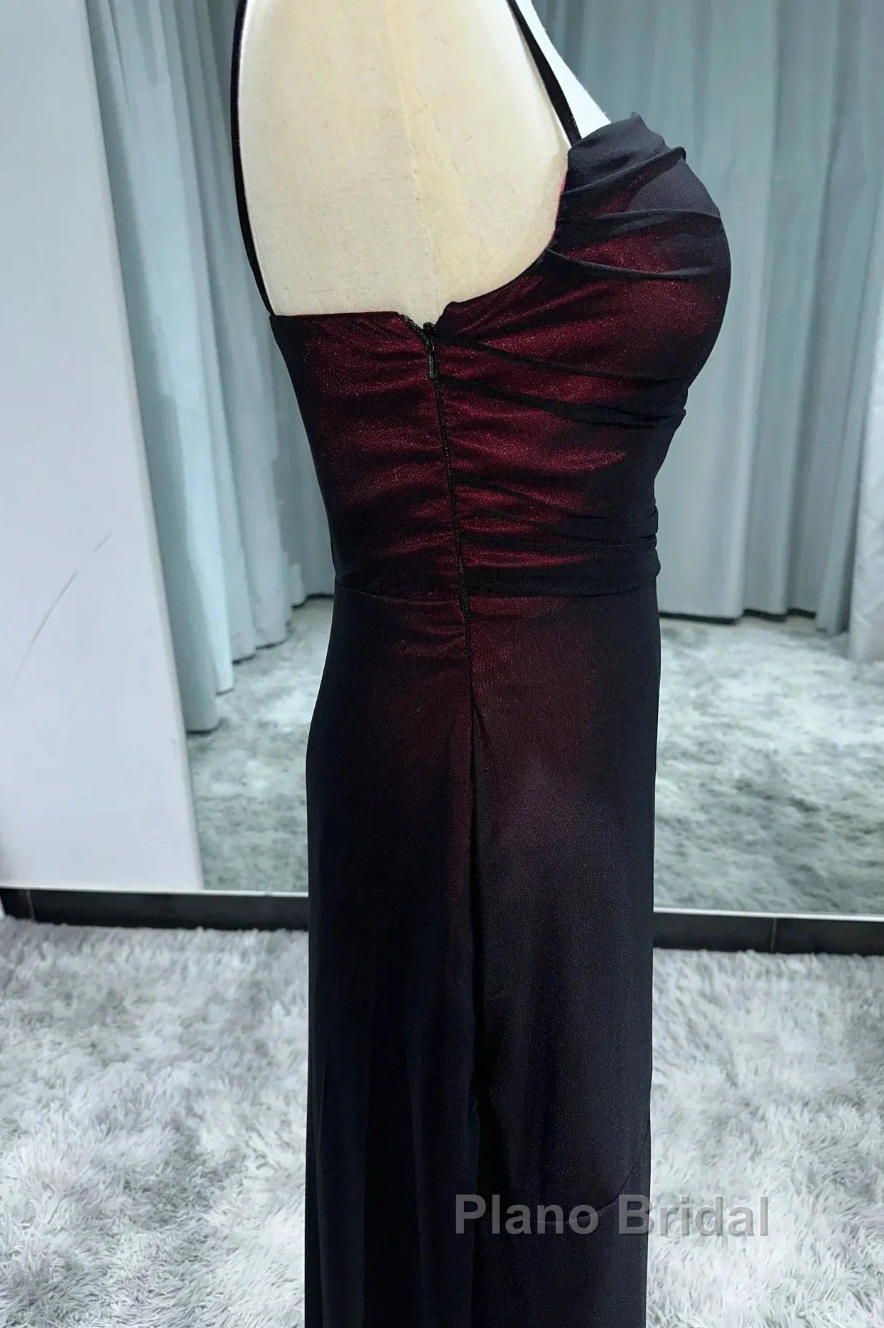 Sheath Spaghetti Straps Tulle Long Formal Prom Dresses With Silt Secondary image