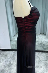 Sheath Spaghetti Straps Tulle Long Formal Prom Dresses With Silt