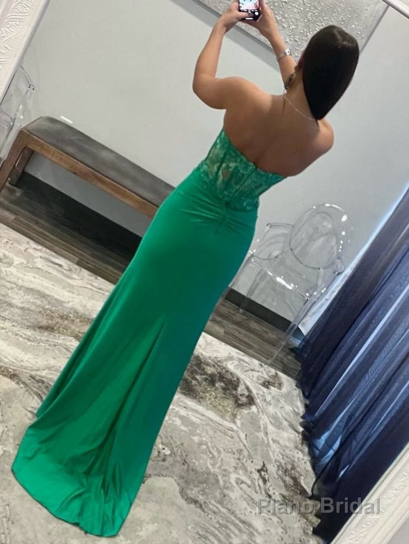 Sheath Strapless Sweetheart Long Prom Dress with Slit