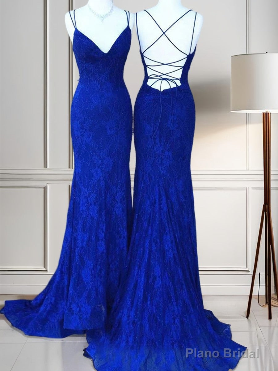 Sheath V-neck Appliques Lace Sweep Train Lace Dress Main image