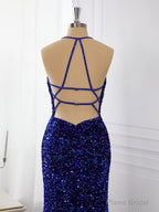 Sheath Velvet Sequins V-neck Sweep Train Dress