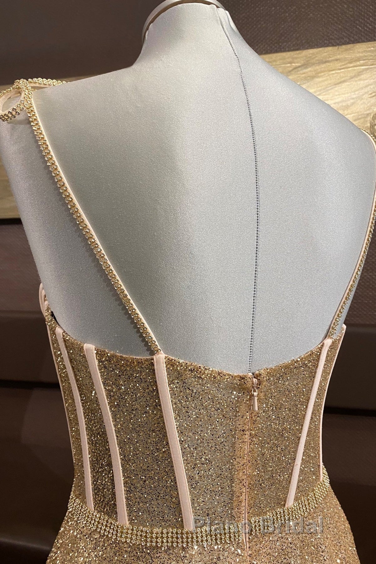 Shiny A Line Spaghetti Straps Gold Formal Prom Dresses Long, Sweetheart Neck Golden Formal Dresses, Gold Tulle Evening Dresses WT1856