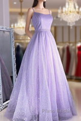 Shiny Lilac Long Formal Prom Dresses, Purple Long Formal Evening Graduation Dresses