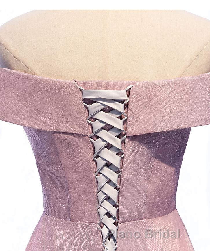 Shiny Off Shoulder Pink Ombre Formal Prom Dresses, Pink Ombre Formal Graduation Evening Dresses