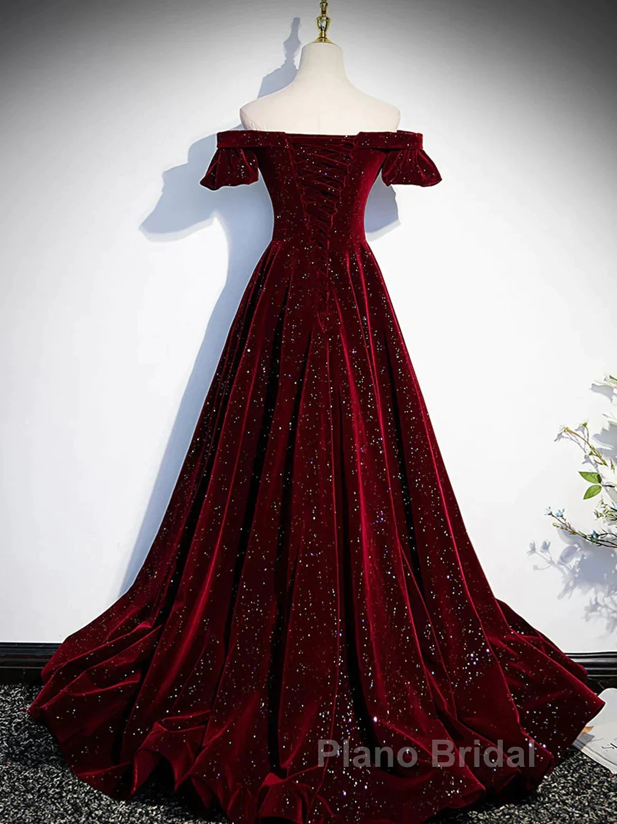 Shiny Off The Shoulder Burgundy Long Formal Prom Dresses, Wine Red Long Formal Evening Dresses