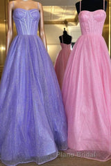 Shiny Purple Pink Long Formal Prom Dresses, Purple Pink Long Formal Evening Dresses