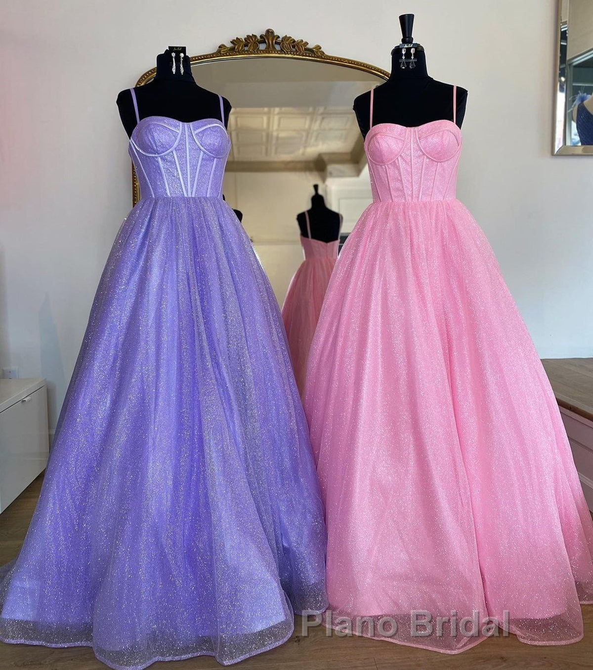 Shiny Purple Pink Long Formal Prom Dresses, Purple Pink Long Formal Evening Dresses Secondary image