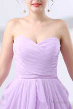 Short A Line Ruffle Strapless Homecoming Dresses