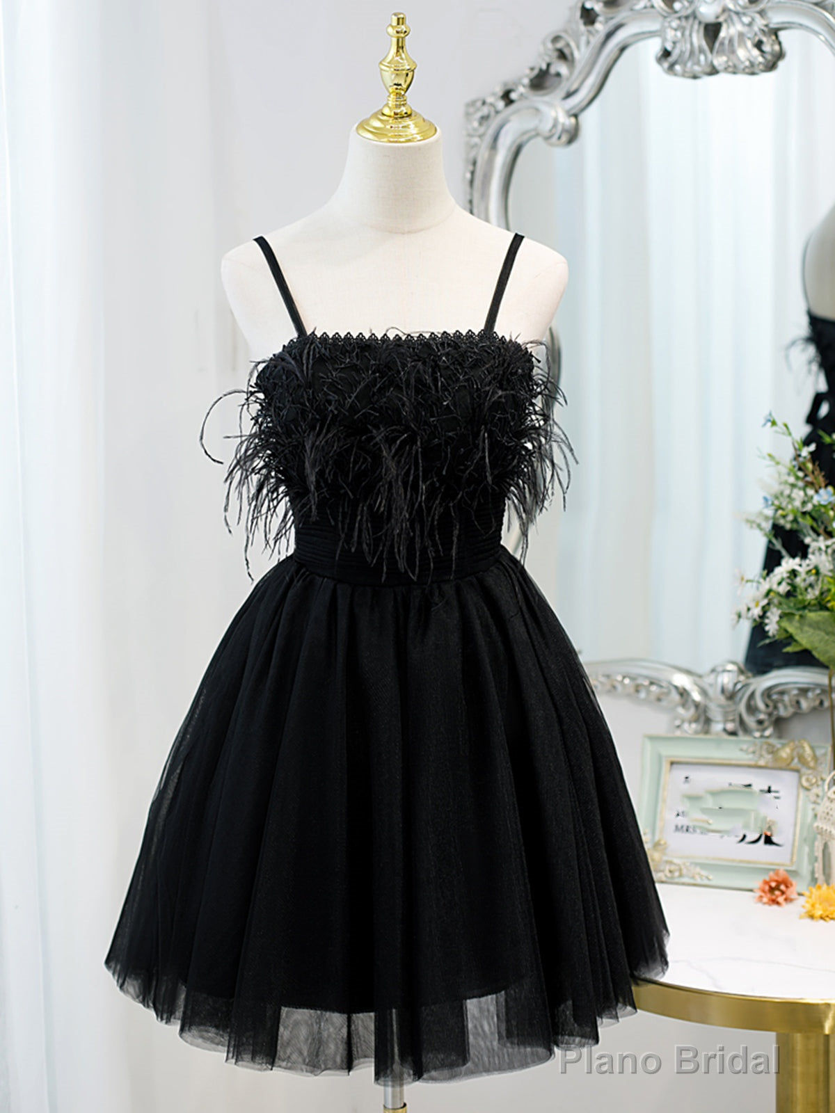 Short Back Prom Dress with Corset Back, Little Black Formal Homecoming Dresses Main image