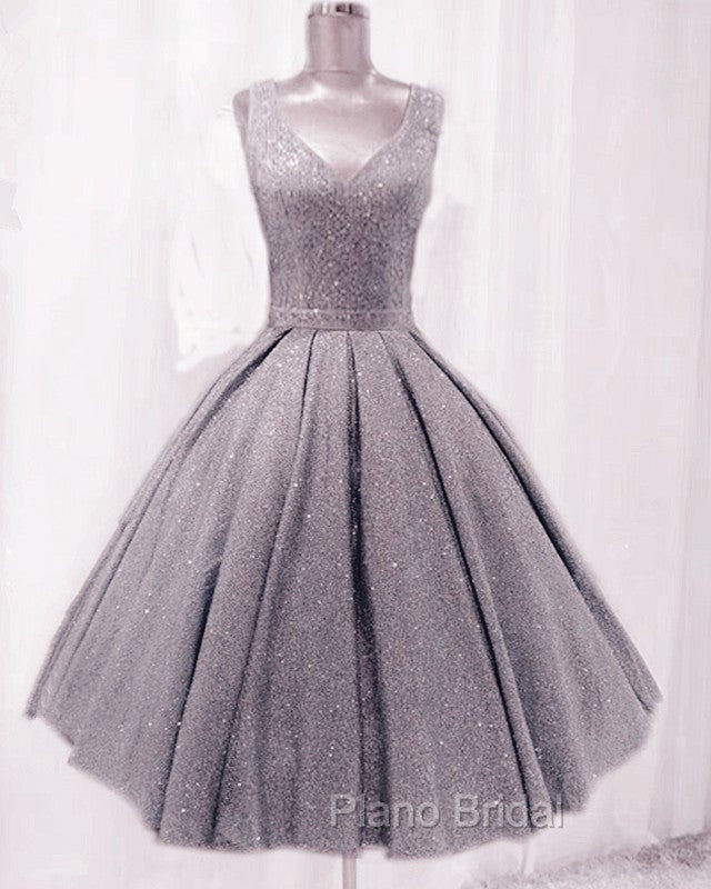 Short Ball Gown Formal Prom Homecoming Dresses Sequins V Neck Secondary image