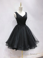 Short Black Lace Formal Prom Dresses, Short Black Lace Homecoming Graduation Dresses