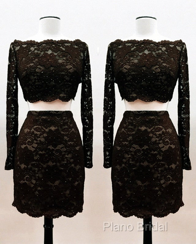 Short Black Lace Two Piece Formal Prom Dresses Secondary image