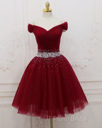 Short Black Tulle Off The Shoulder Dresses Beaded Sashes