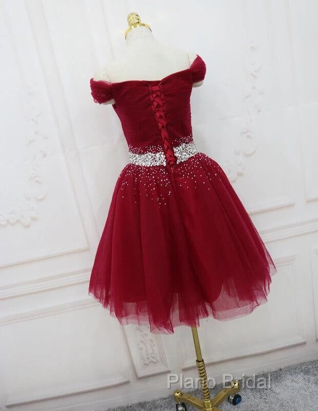 Short Black Tulle Off The Shoulder Dresses Beaded Sashes