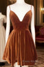 Short Burnt Orange Velvet Homecoming Dresses