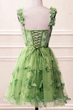 Short Butterfly Lace Corset Homecoming Dresses