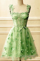 Short Butterfly Lace Corset Homecoming Dresses