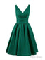 Short Green Satin Prom Dresses, Short Green Satin Graduation Homecoming Dresses
