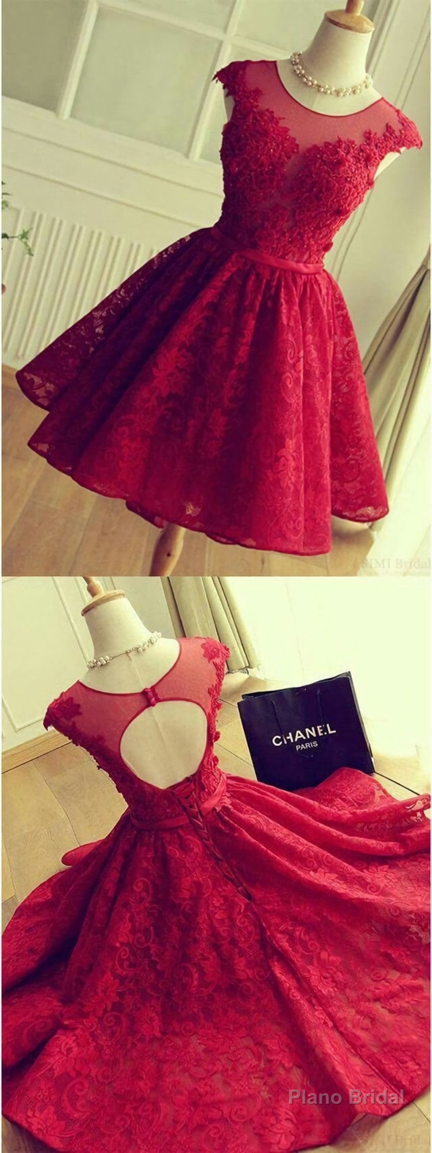 Short homecoming Dress, Lace Dress, Red Sexy Party Dress Main image