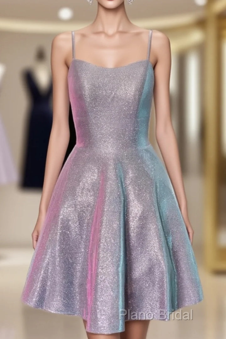 Short Iridescent Blue Glitter Dresses Main image