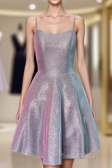 Short Iridescent Blue Glitter Dresses