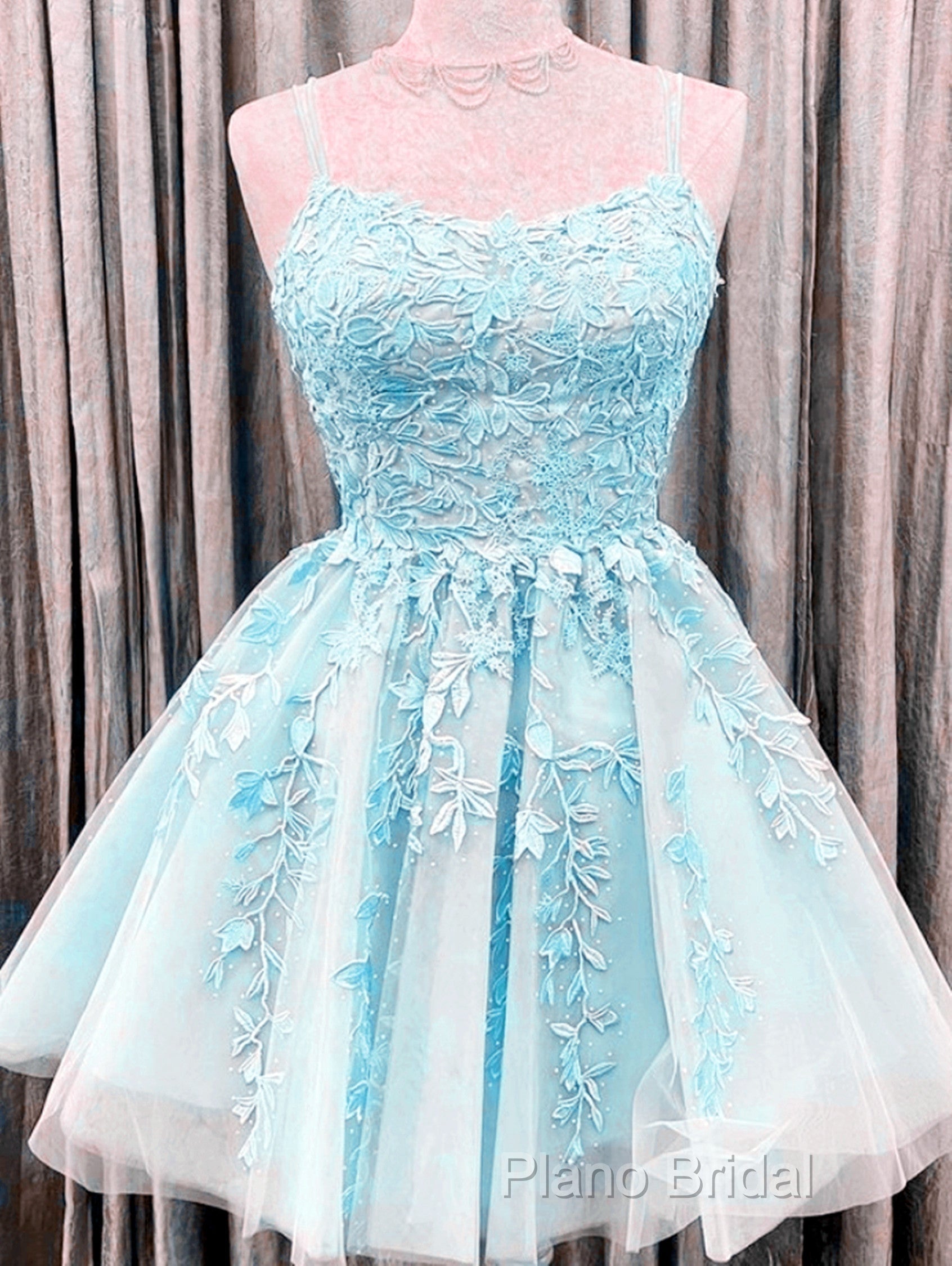 Short Junior Formal Prom Dresses Tulle Appliques