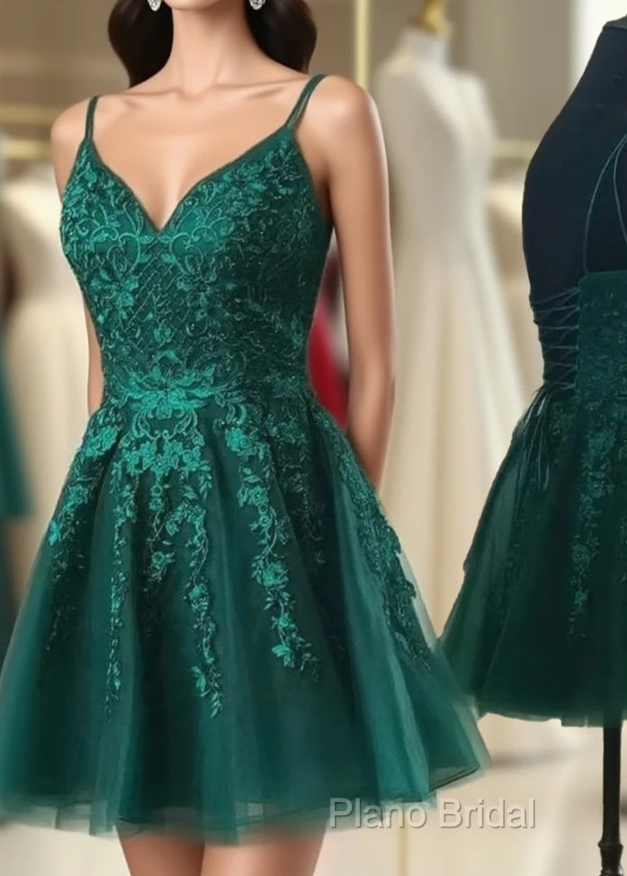 Short Lace Emerald Green Homecoming Dresses Main image