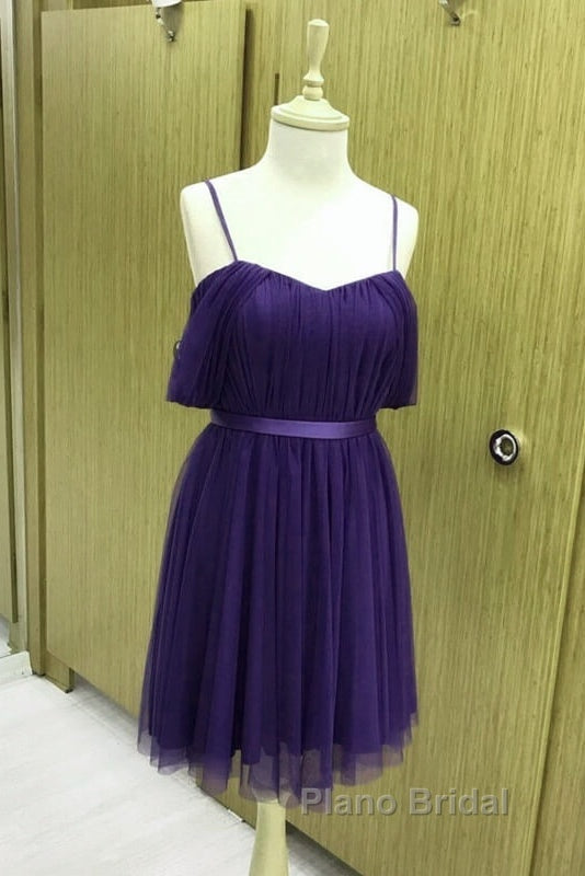 Short Navy Tulle Bridesmaid Dresses Off Shoulder Secondary image