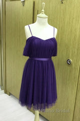 Short Navy Tulle Bridesmaid Dresses Off Shoulder