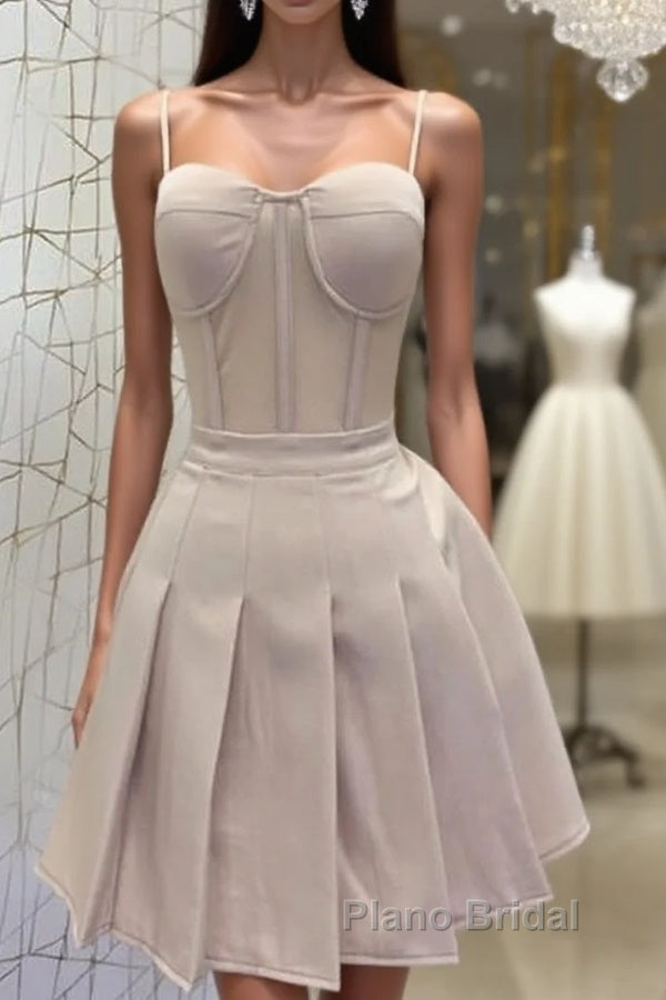 Short Nude Satin Corset Dresses Main image