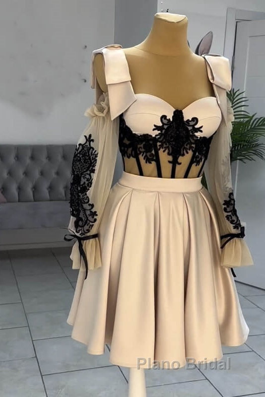 Short Nude Satin Lace Embroidery Corset Dresses Secondary image