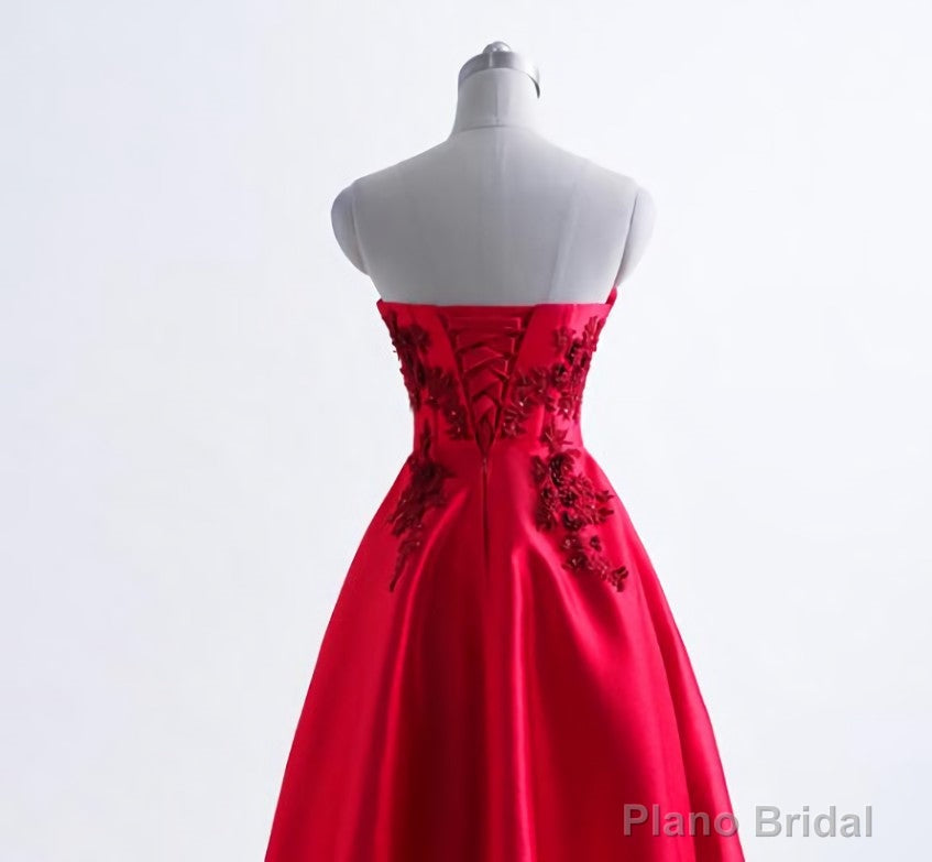 Short Prom Dresses Strapless Satin 3D Flower Floral Flowers