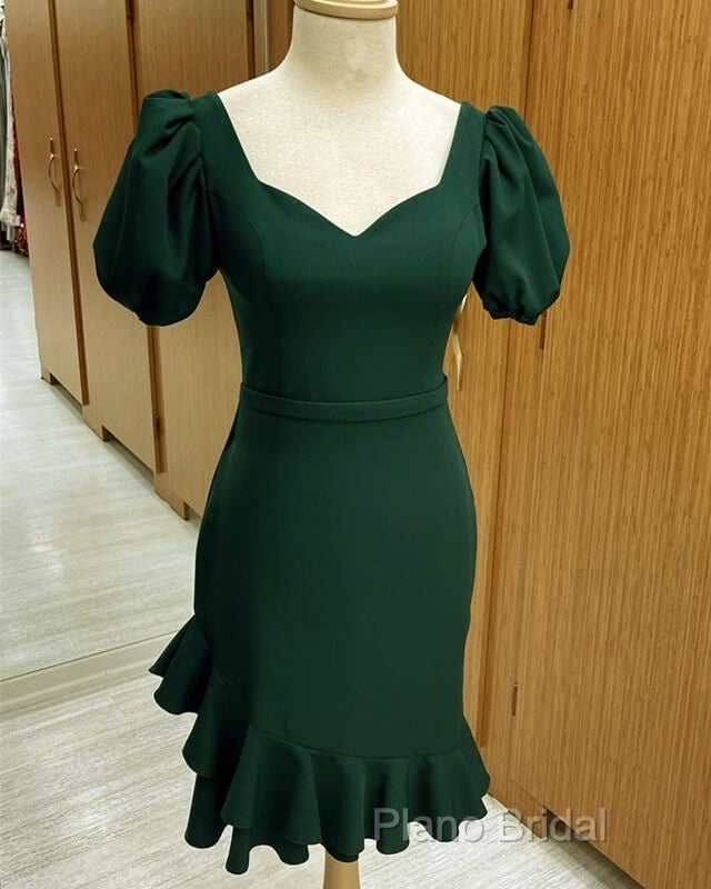 Short Puffy Sleeves Green Sheath Party Dresses Secondary image