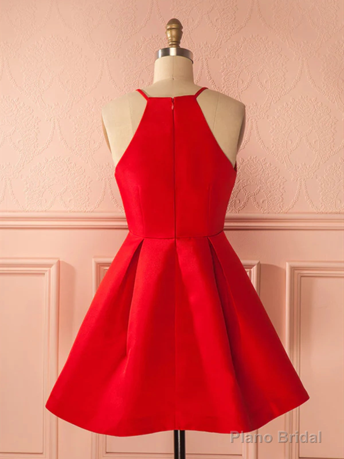 Short Red Satin Prom Dresses, Short Red Satin Homecoming Graduation Dresses Main image