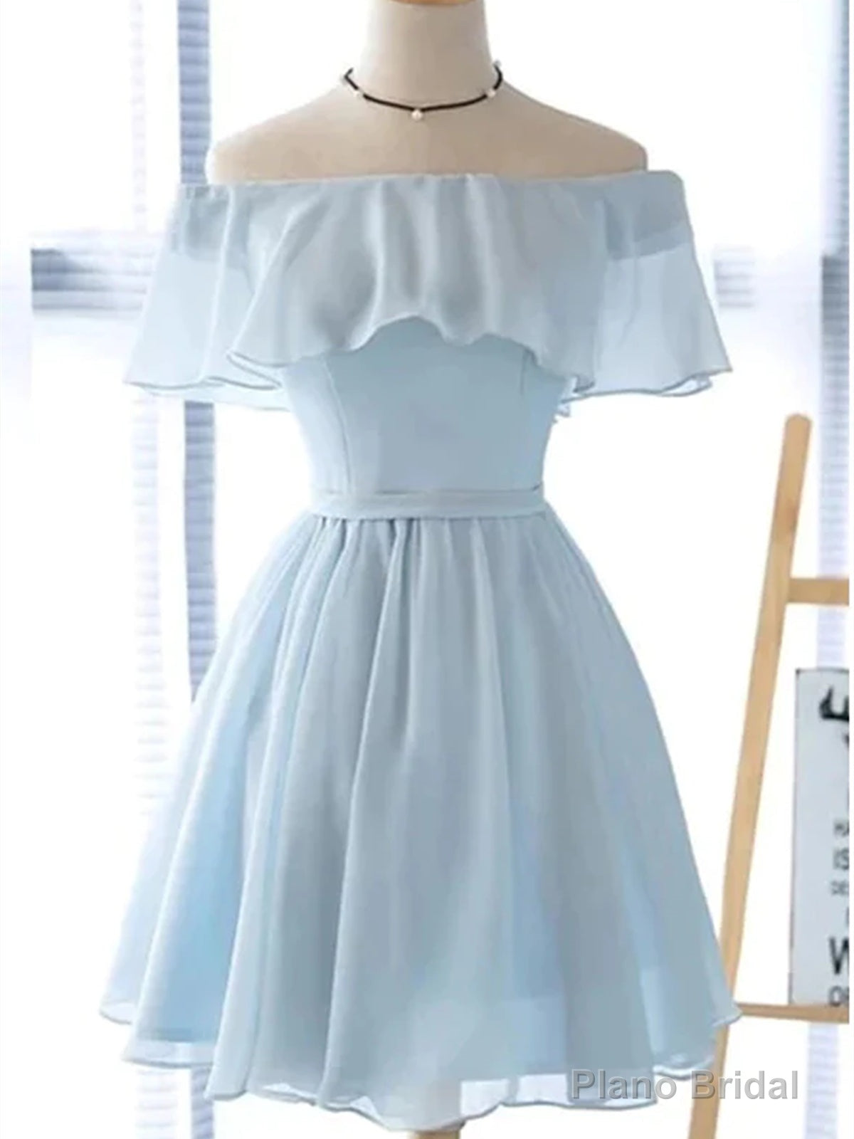 Short Sleeves Short Blue Prom Dresses, Short Blue Graduation Homecoming Dresses Main image