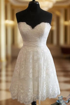 Short Sweetheart Summer Lace Wedding Dresses