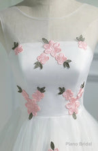 Short White Floral Prom Dresses, Short White Floral Formal Homecoming Dresses