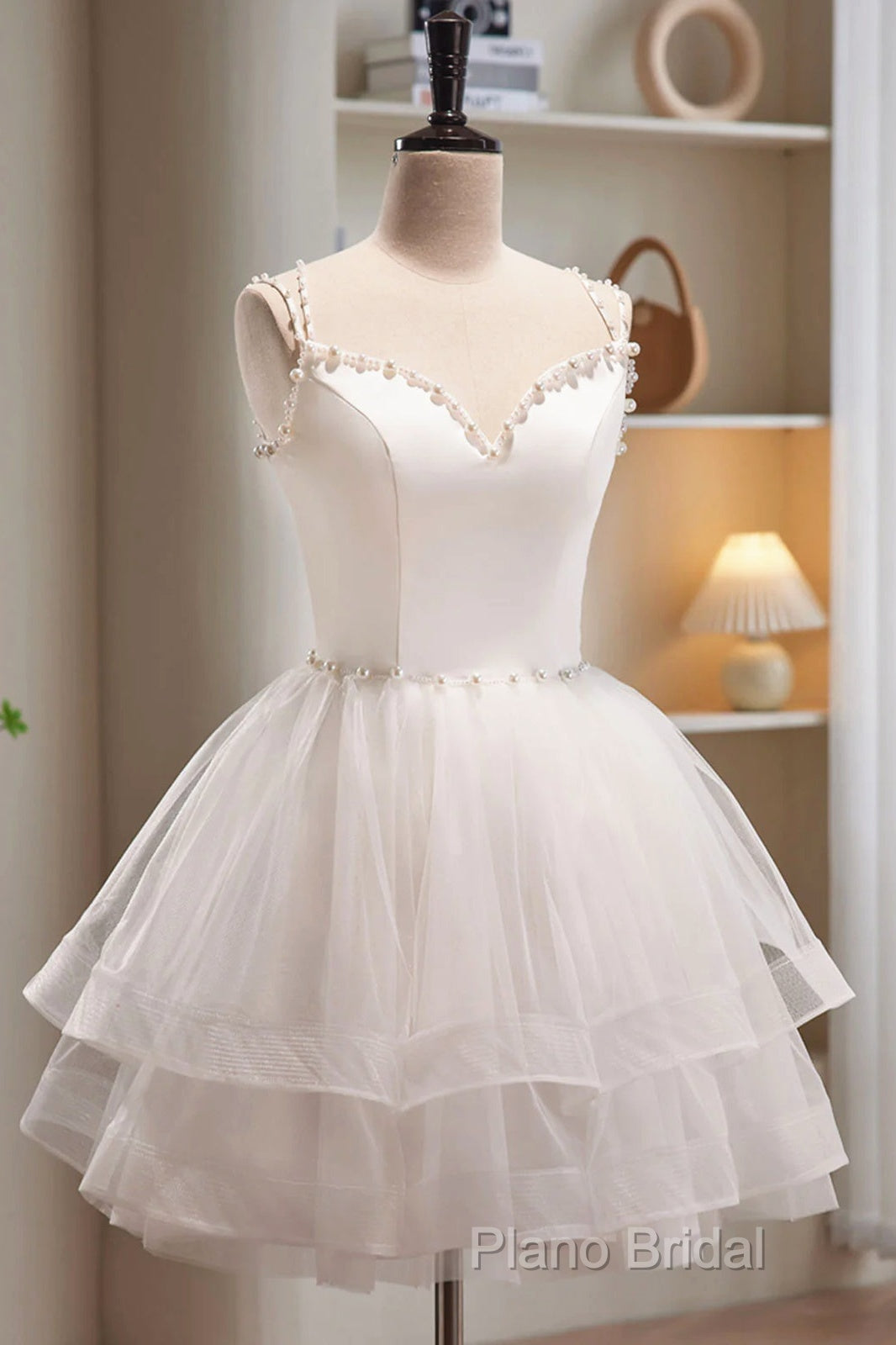 Short White Tulle Formal Prom Dresses, Short White Tulle Homecoming Graduation Dresses