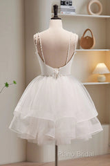 Short White Tulle Formal Prom Dresses, Short White Tulle Homecoming Graduation Dresses