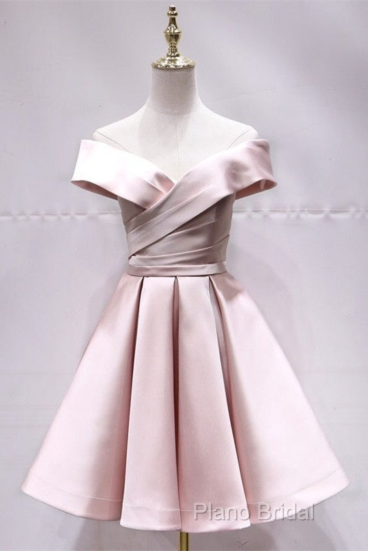 Short Yellow Homecoming Dresses Satin Off The Shoulder