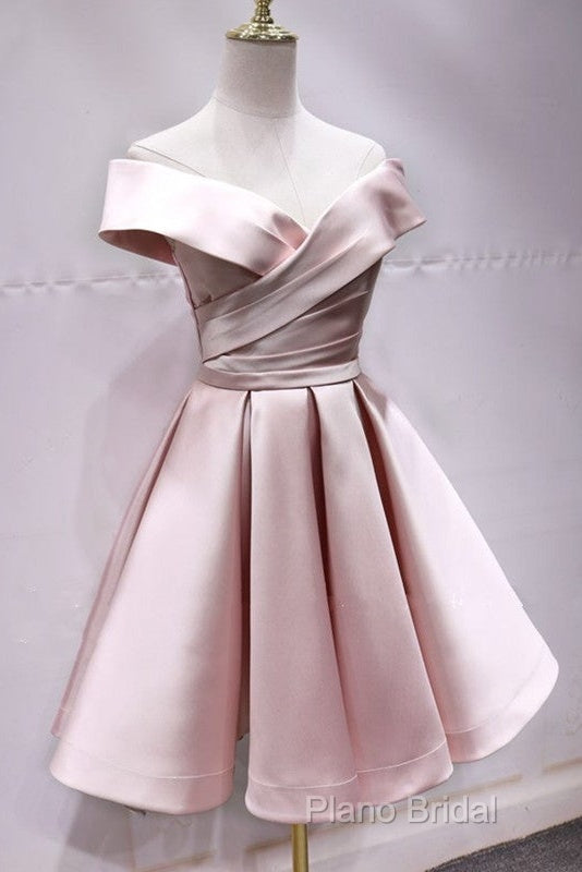 Short Yellow Homecoming Dresses Satin Off The Shoulder