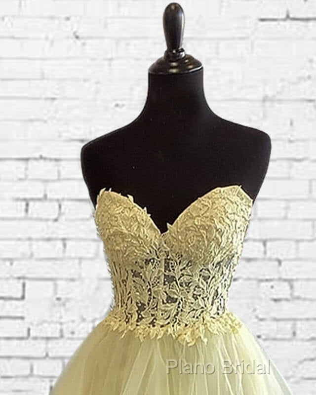 Short Yellow Lace Corset Ruffle Hemline Dresses Secondary image