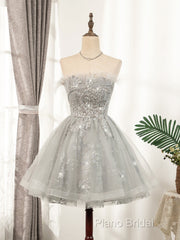 Silver Hoco Dresses Short Homecoming Dresses