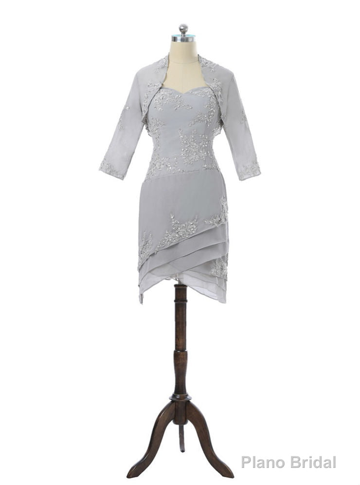 Silver Mother Of The Bride Dresses Sheath Chiffon Lace
