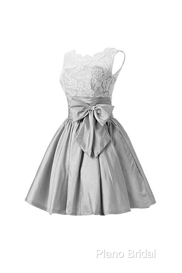 Silver Taffeta Short Homecoming Dresses Formal Prom Dresses Secondary image
