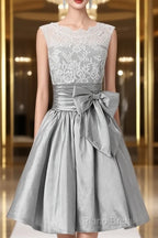 Silver Taffeta Short Homecoming Dresses Formal Prom Dresses