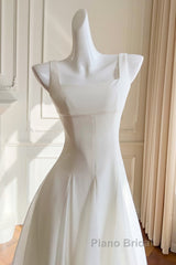 Simple A-Line Chiffon Short Ivory Formal Prom Dresses, Simple Ivory Bridesmaid Dresses