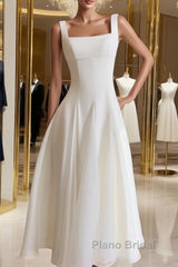 Simple A-Line Chiffon Short Ivory Formal Prom Dresses, Simple Ivory Bridesmaid Dresses