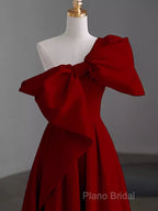 Simple A Line Strapless Red Floor Length Formal Prom Dresses